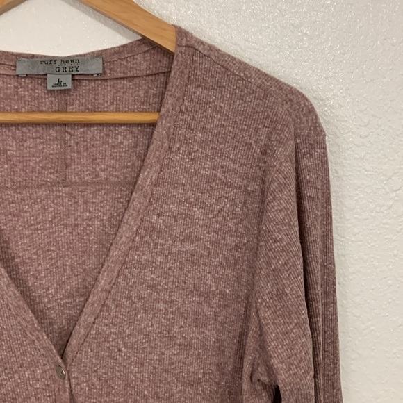 Ruff Hewn Mauve Midi Length Button Down Cardigan Sweater Size L - Picture 3 of 5